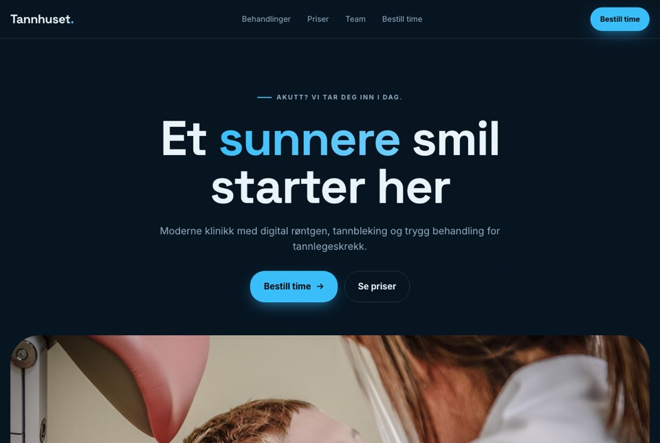 Nettside for tannklinikk