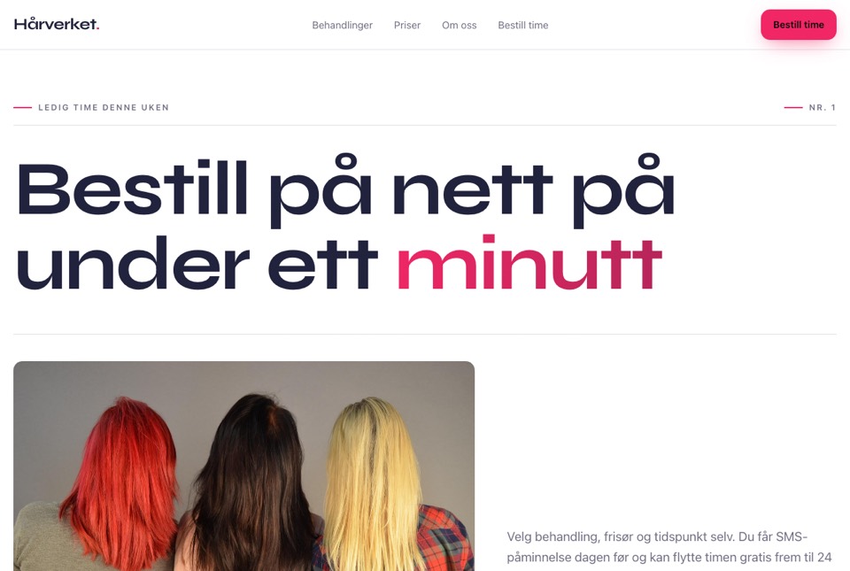 Nettside for frisør