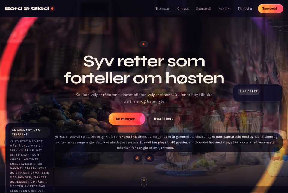 Nettside for restaurant