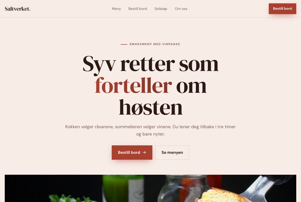 Nettside for restaurant